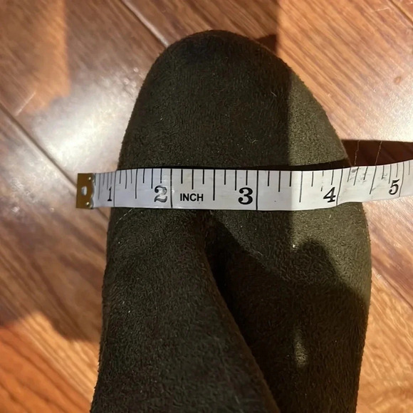 Vintage Faux Suede fashion olive  green chunky heels boots Sz 9 - Picture 12 of 14